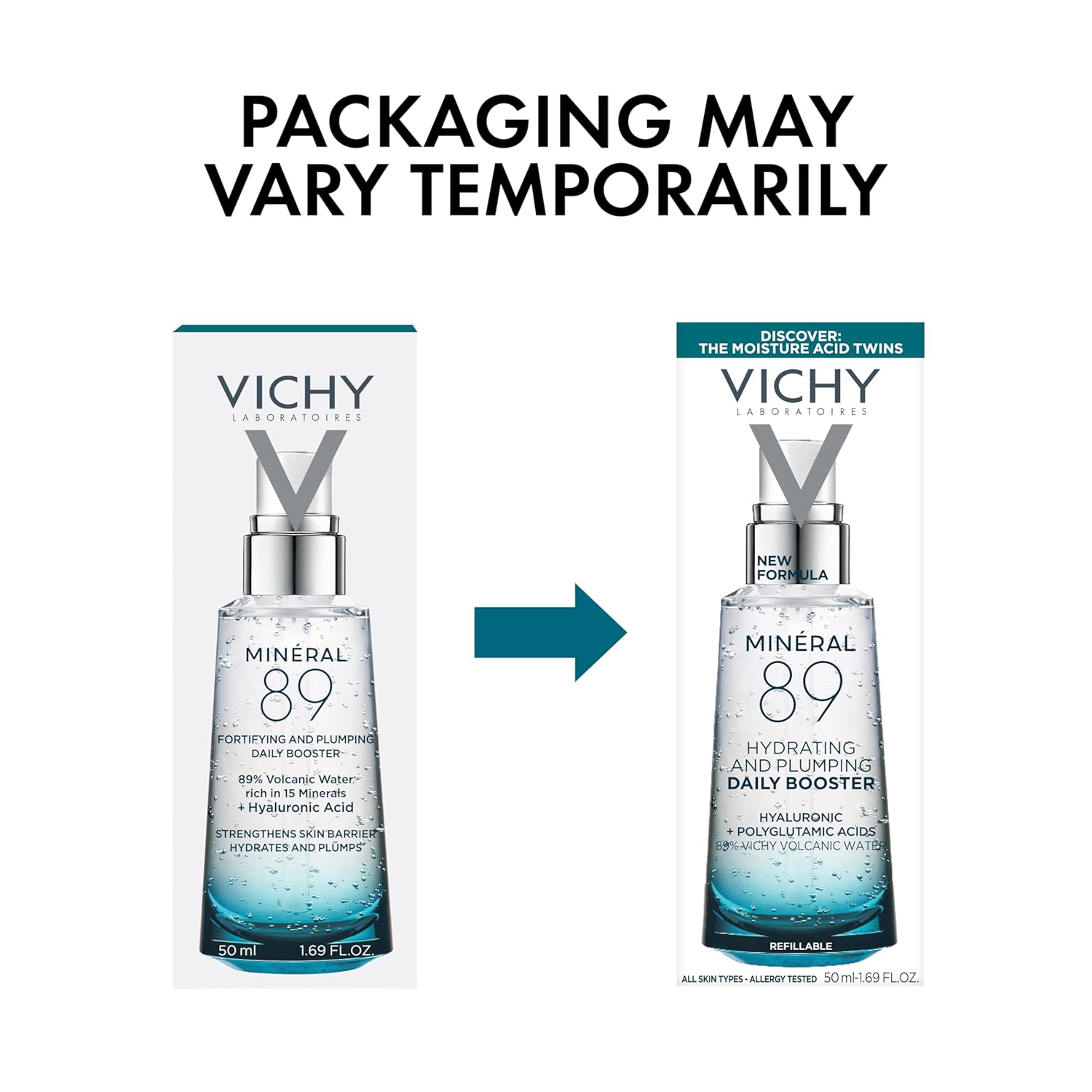 Vichy Mineral 89 Booster. Pure Hyaluronic Acid Serum for Face with Polyglutamic Acid for Skin Barrier Repair. Plumps & Hydrates. Lightweight Hydrating Serum. Oil-Free. Non-Sticky. 1.01 Fl Oz : Beauty & Personal Care - 我的商店