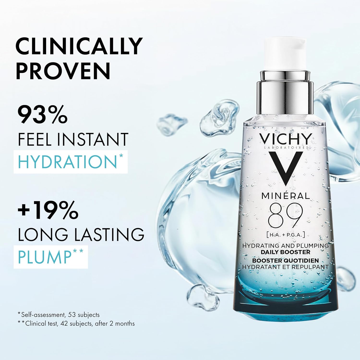 Vichy Mineral 89 Booster. Pure Hyaluronic Acid Serum for Face with Polyglutamic Acid for Skin Barrier Repair. Plumps & Hydrates. Lightweight Hydrating Serum. Oil-Free. Non-Sticky. 1.01 Fl Oz : Beauty & Personal Care - 我的商店